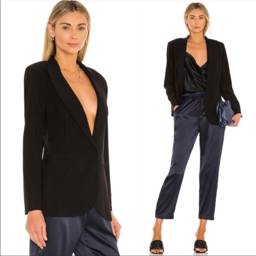 Norma Kamali Single Button Black Blazer Size 6